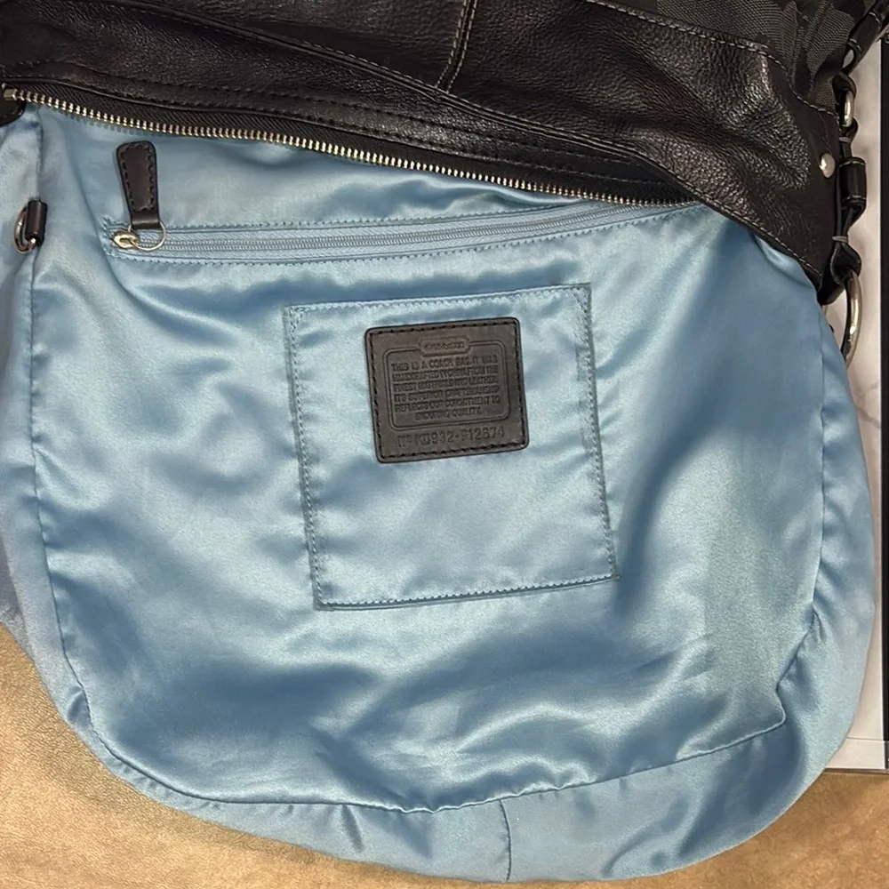 COACH Zoe Black Signature Jacquard Large Hobo Shoulder Bag #F12674 - Picture 11 of 15